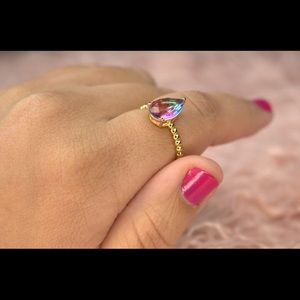 Pear Cut Mystic Topaz Crystal Ring